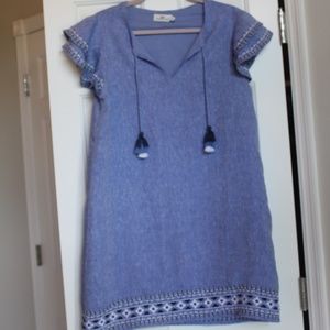 Vineyard Vines Blue Linen Dress with Stitch Detail